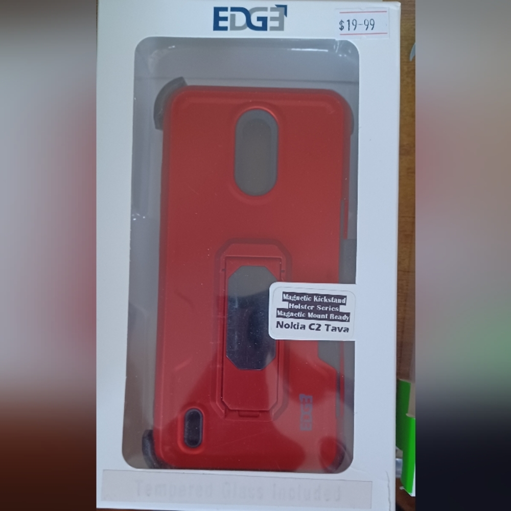 Nokia C2 Tava Edge red magnetic Kickstand case holder